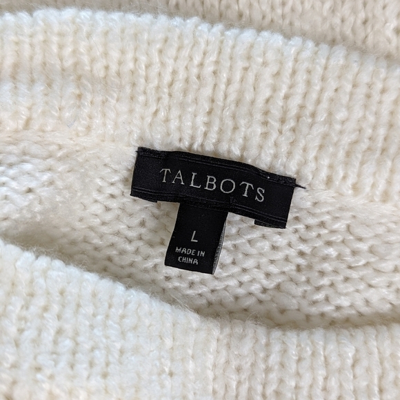Talbots Fair Isle Mockneck Sweater Ivory Size L - Picture 4 of 8